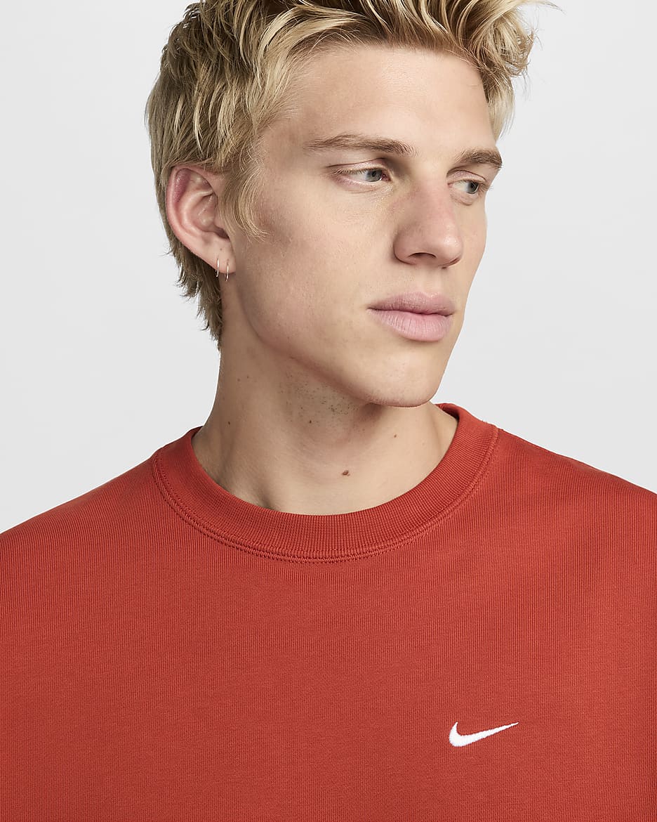 Nike Solo Swoosh kerek nyakkivágású, polár férfipulóver - Dragon Red/Fehér