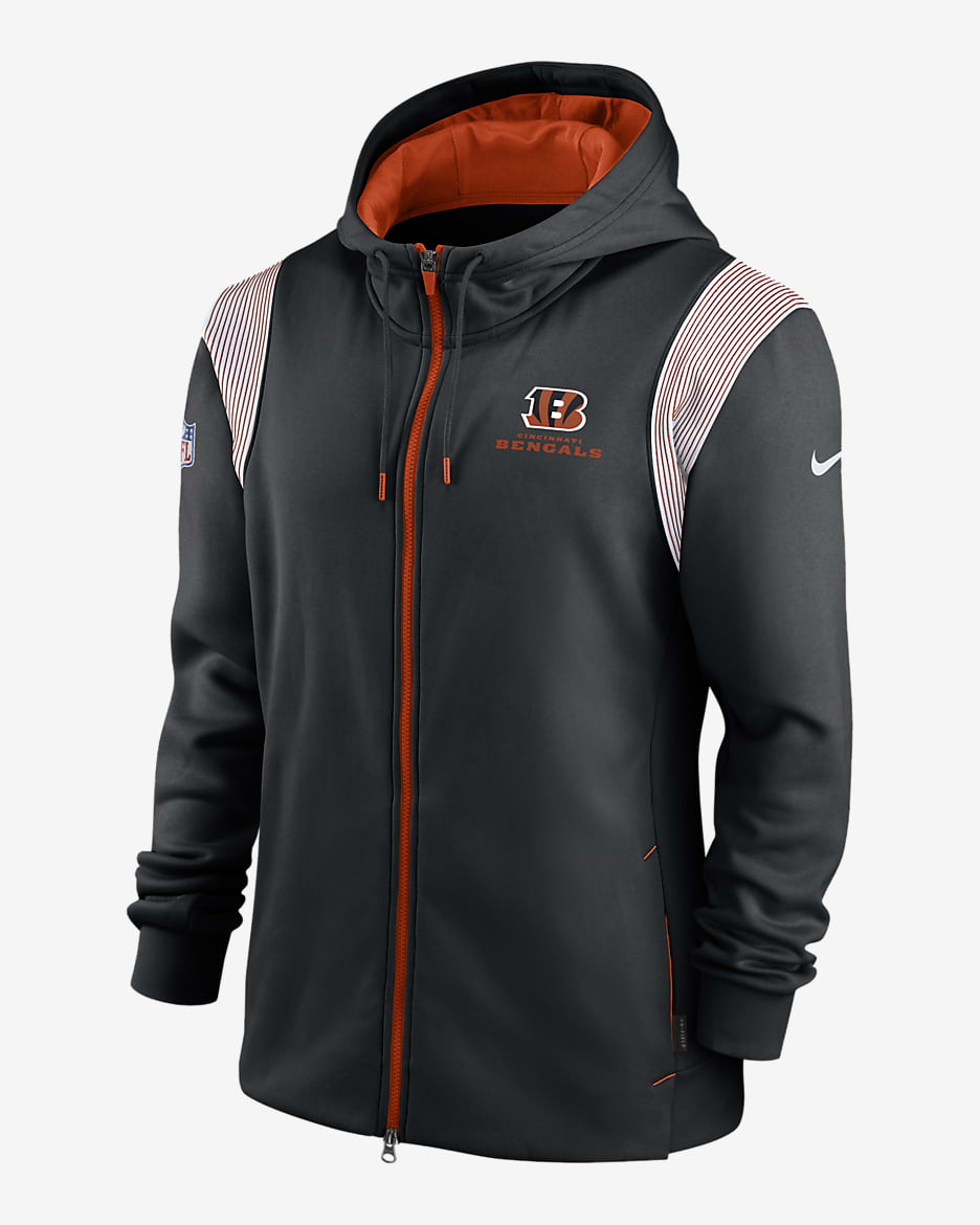 Nike Therma Lockup (NFL Cincinnati Bengals) Men's Full-Zip Hoodie - Black/Orange
