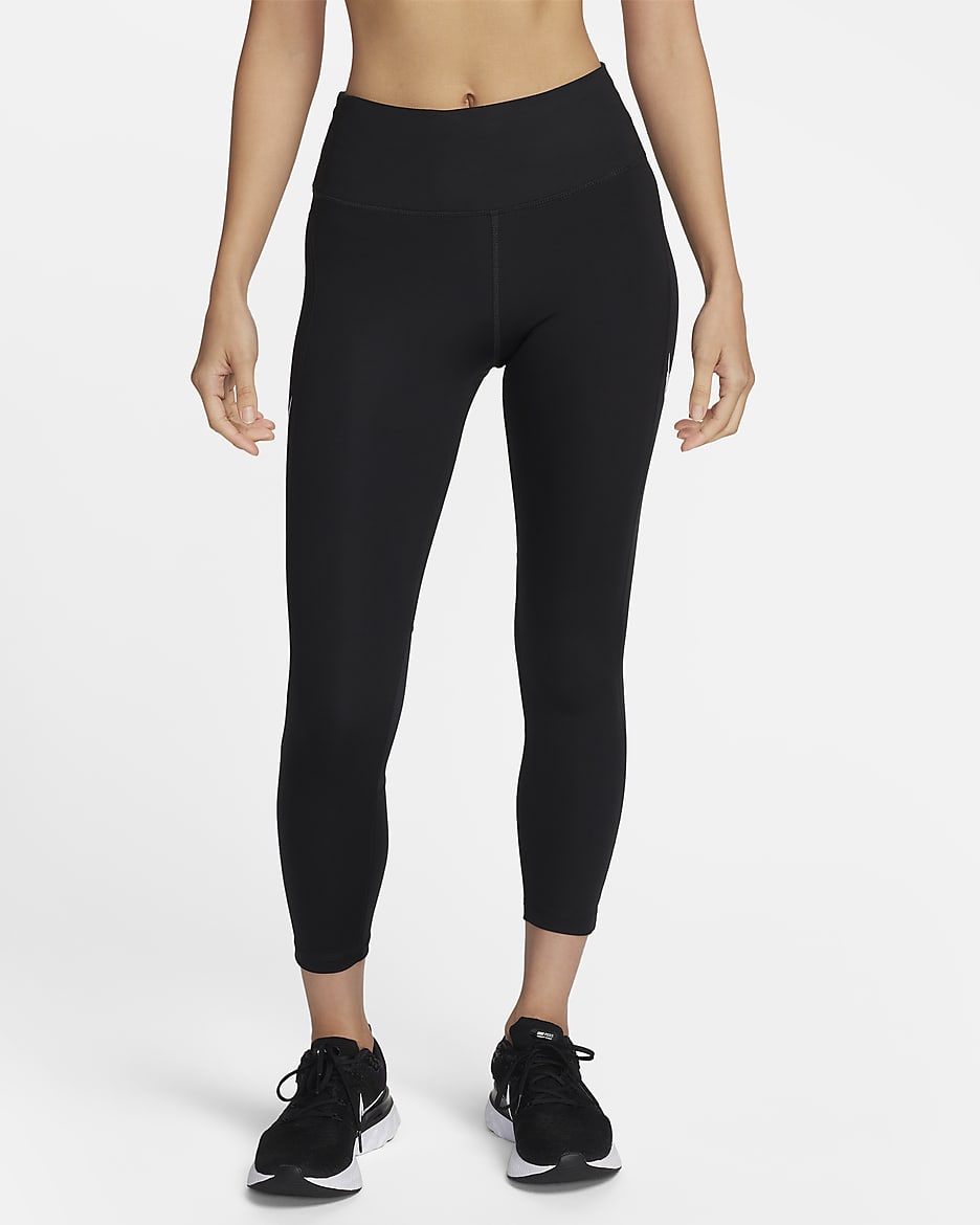 Nike Fast Women's Mid-Rise 7/8 Running Leggings with Pockets - Black/White