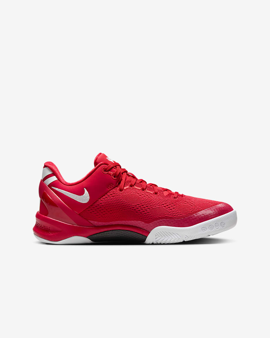 Kobe 8 Big Kids' Basketball Shoes - University Red/University Red/White