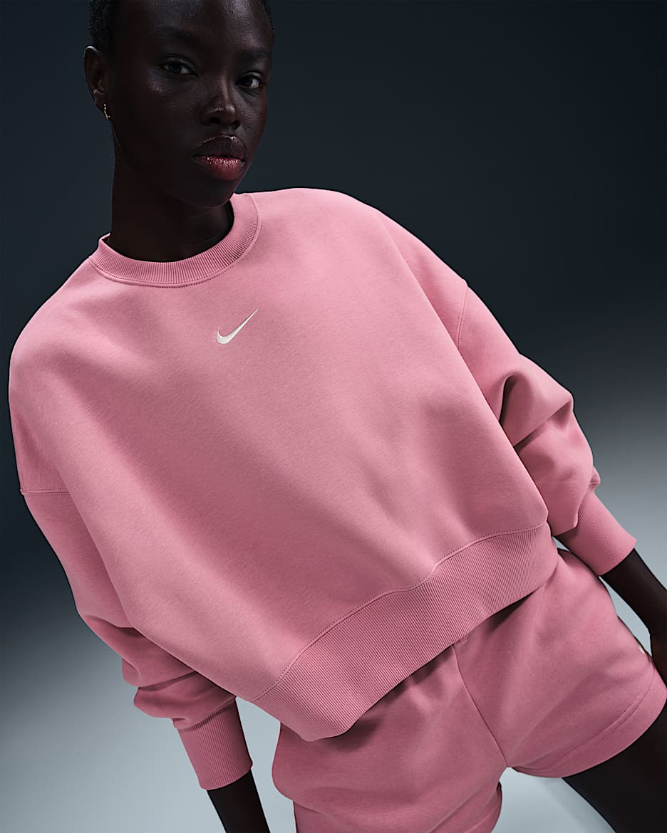 Sweat ultra-oversize à col ras-du-cou Nike Sportswear Phoenix Fleece pour femme - Elemental Pink/Sail