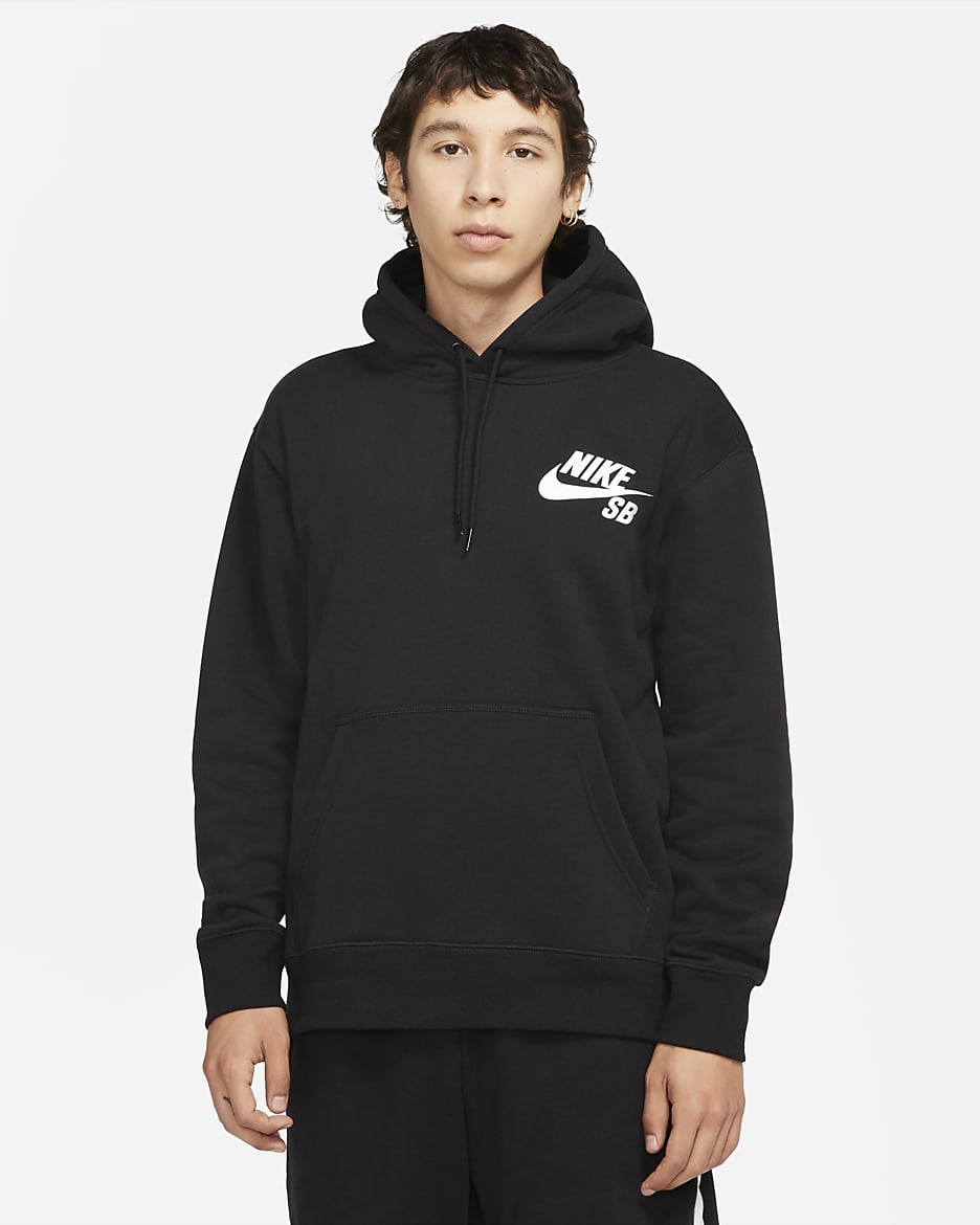 Sudadera con gorro sin cierre de skateboarding Nike SB Icon - Negro/Blanco