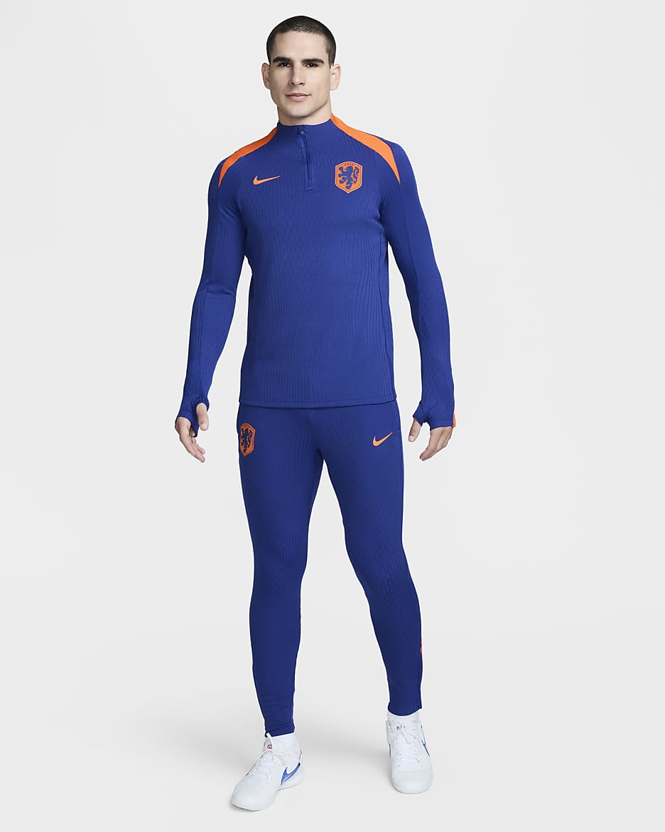 Netherlands Strike Elite Men's Nike Dri-FIT ADV Football Knit Drill Top - Deep Royal Blue/Safety Orange/Safety Orange