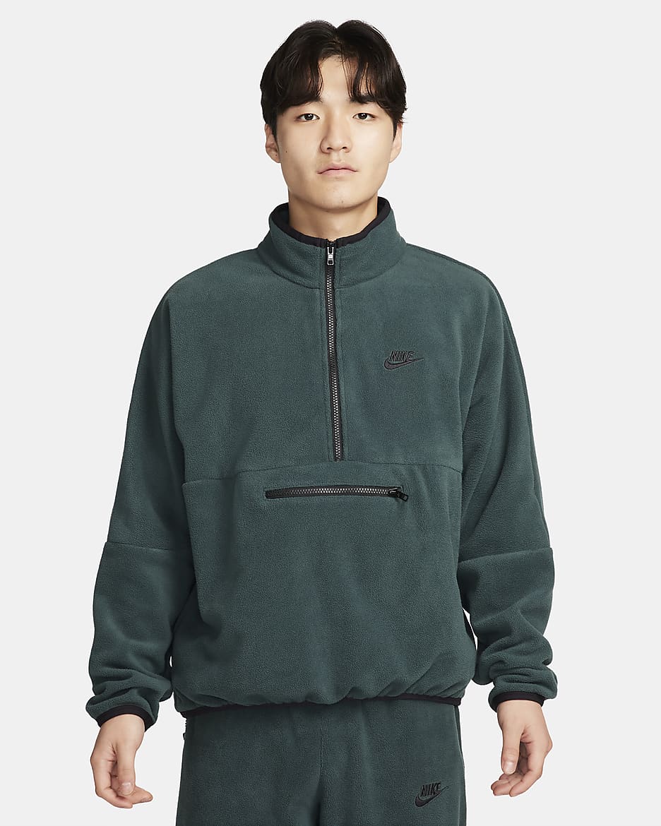 Nike Club Fleece+ Men's 1/2-Zip Fleece Top - Deep Jungle/Black
