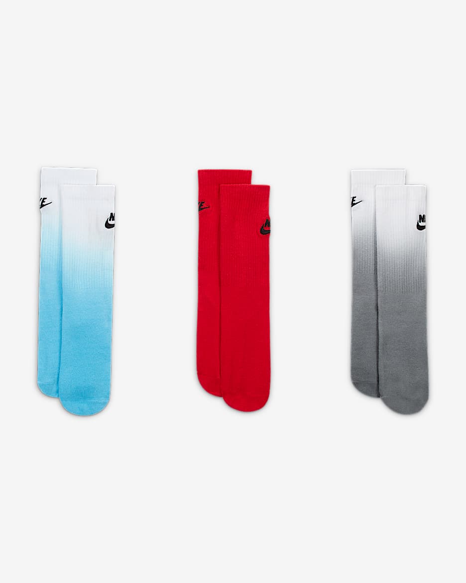 Calcetines largos para niños talla pequeña Nike (paquete de 3) - Azul báltico