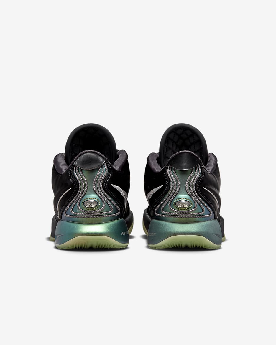 Calzado de básquetbol LeBron XXI "Tahitian" - Negro/Gris hierro/Verde aceite/Peltre metalizado