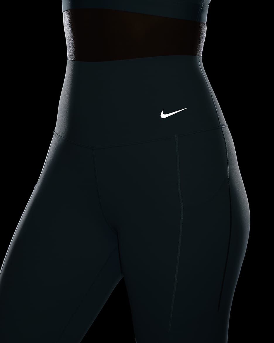 Leggings de 7/8 de tiro alto y sujeción media con bolsillos para mujer Nike Universa - Denim turquesa/Negro