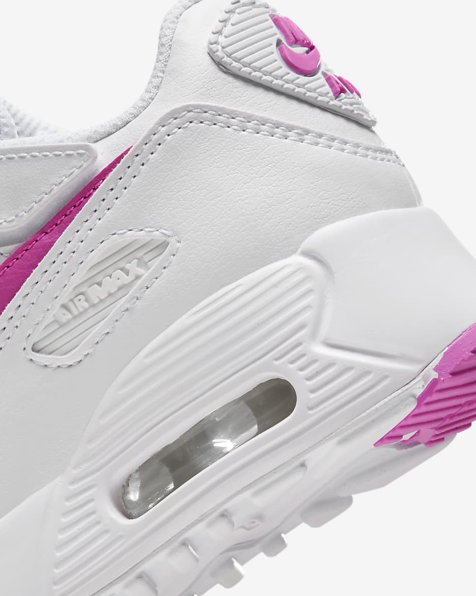 Nike Air Max 90 EasyOn Younger Kids' Shoes - White/Laser Fuchsia