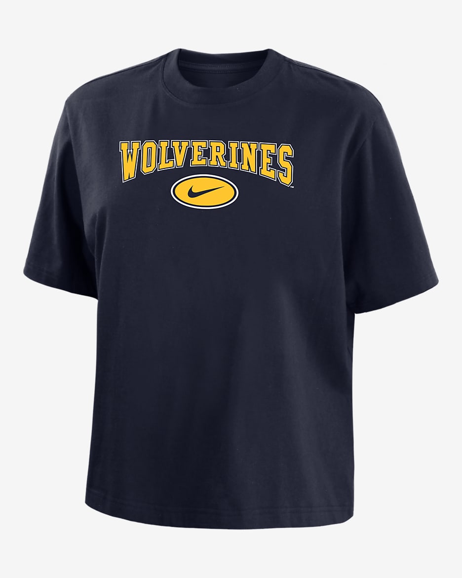 Michigan Women's Nike College Boxy T-Shirt - Navy