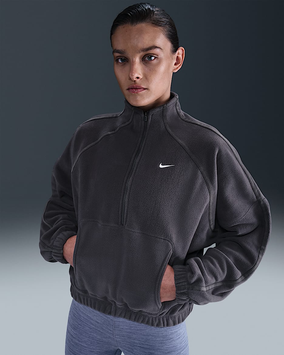 Top con media cremallera Nike One Therma-FIT - Mujer - Thunder Grey/Blanco