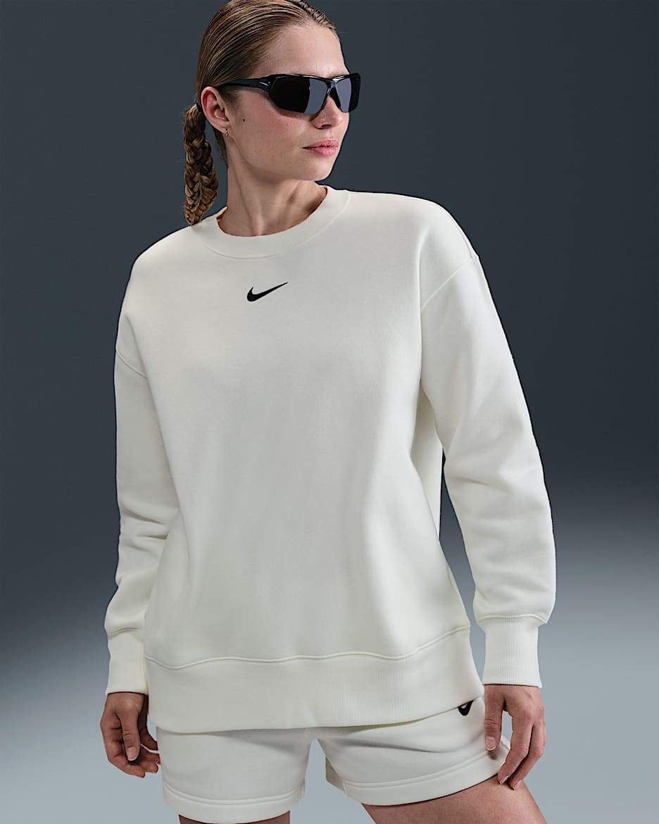 Nike Sportswear Phoenix Fleece Women's Oversized Crew-neck Sweatshirt - Sail/Black