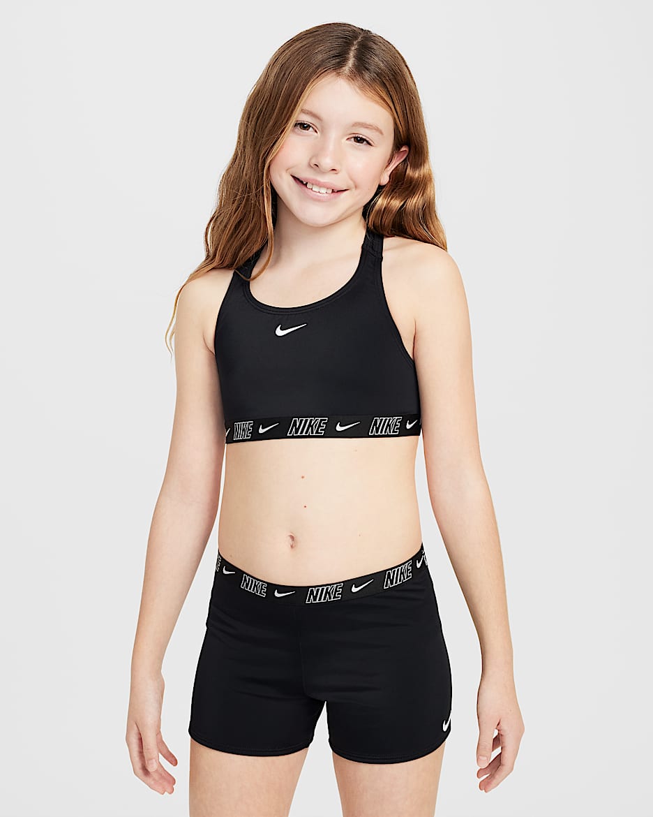 Conjunto de shorts y bikini de espalda deportiva para niña talla grande Nike Swim - Negro