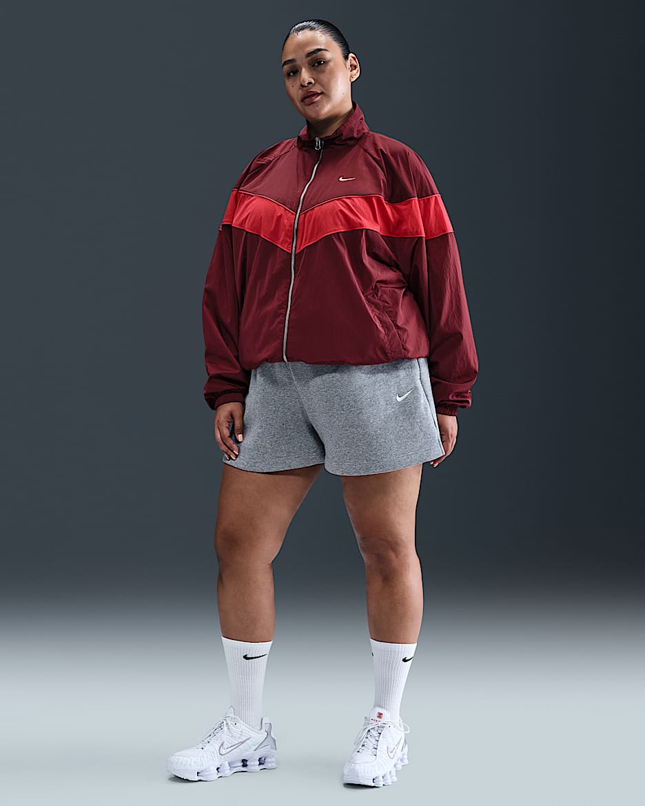 Shorts de tiro medio de 10 cm para mujer (talla grande) Nike Sportswear Phoenix Fleece - Gris oscuro jaspeado/Vela