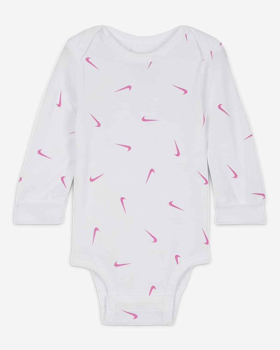 Nike Baby Essentials Baby (0-9M) Long Sleeve Bodysuits (3 Pack) - White