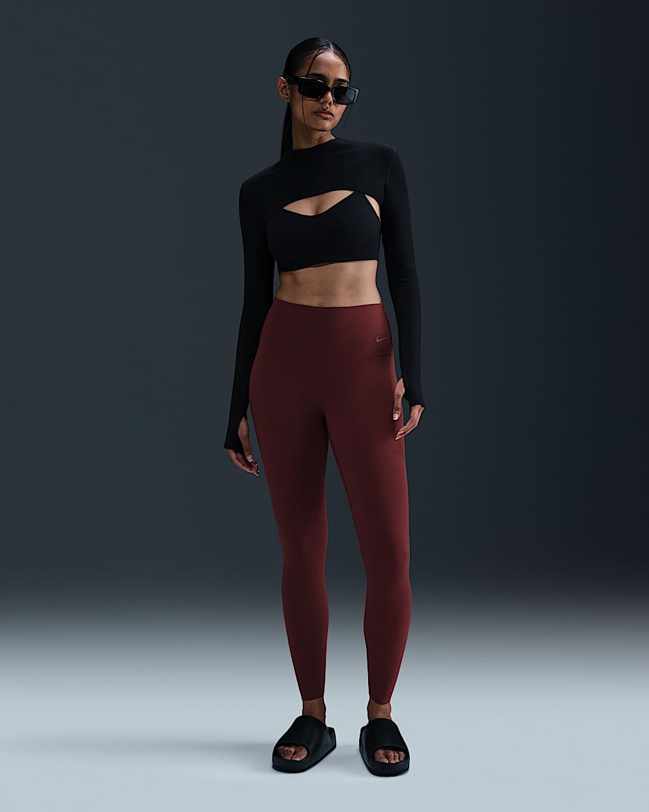 Nike Zenvy Women's Gentle-Support High-Waisted 7/8 Leggings - Dark Team Red/Black
