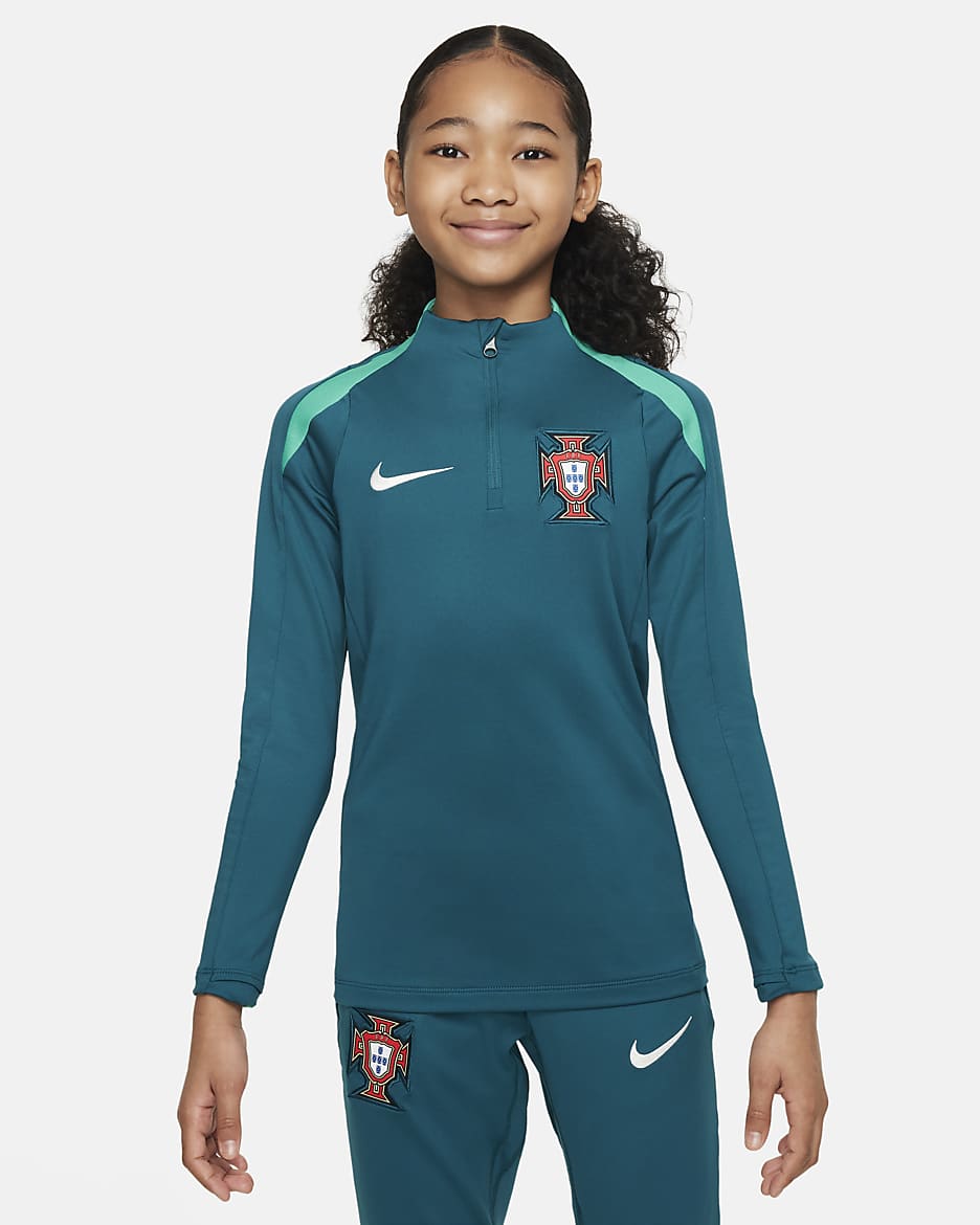 Portugal Strike Nike Dri-FIT Fußball-Drill-Oberteil für ältere Kinder - Geode Teal/Kinetic Green/Sail