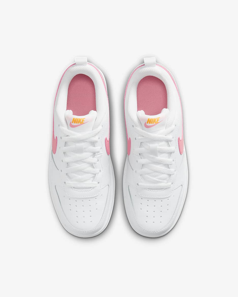 Nike Court Borough Low 2 Older Kids' Shoes - White/Laser Orange/Coral Chalk