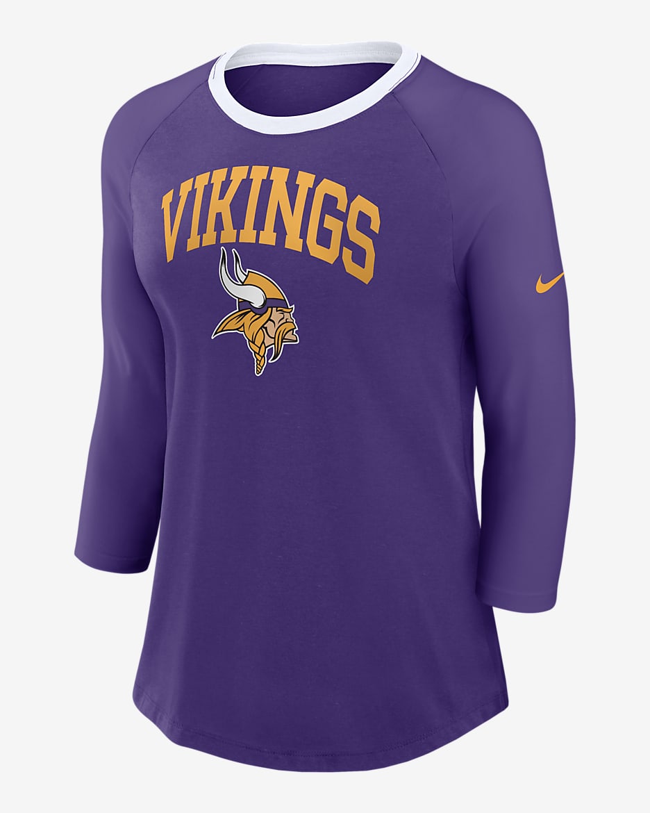 Playera de manga ¾ Nike de la NFL para mujer Minnesota Vikings - Morado