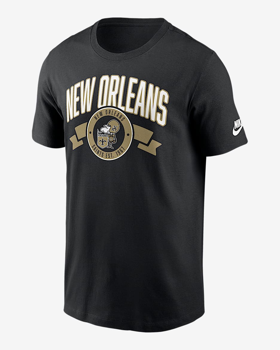 New Orleans Saints Rewind Front And Back Hit Essential Men's Nike NFL T-Shirt - Black