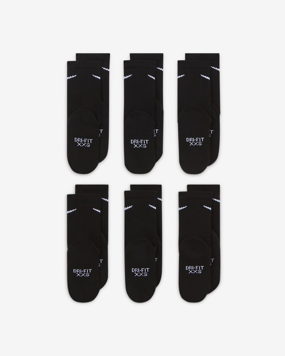 Nike Dri-FIT Performance Basics Little Kids' Crew Socks (6 Pairs) - Black