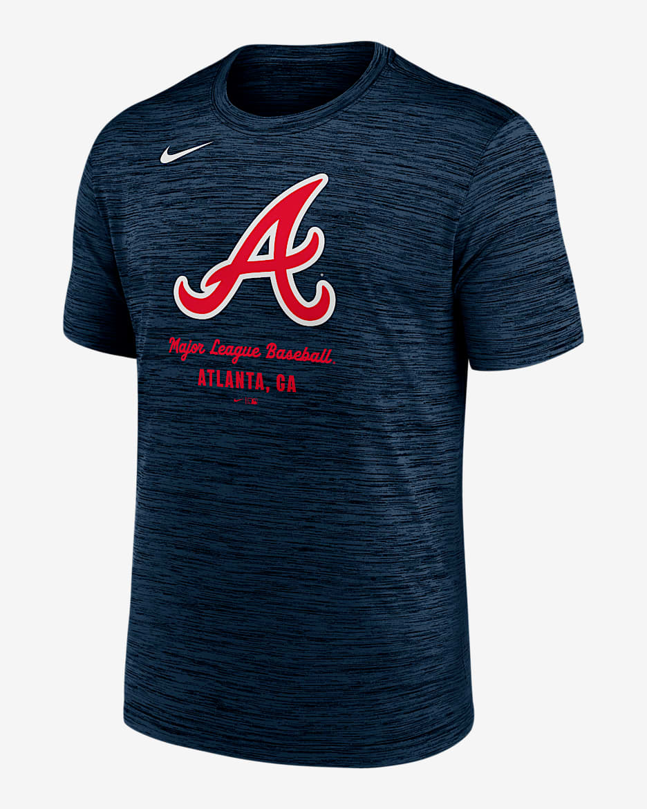 Playera Nike Dri-FIT de la MLB para hombre Atlanta Braves Velocity - Azul marino