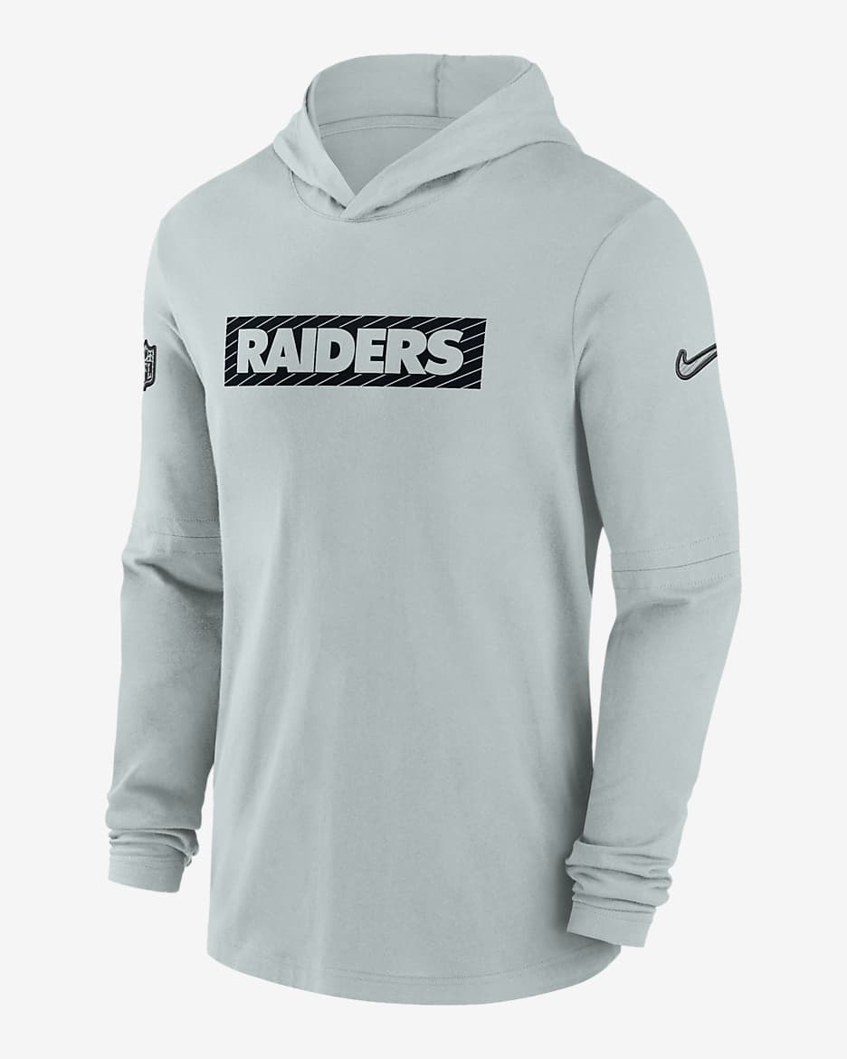 Las Vegas Raiders Sideline Men's Nike Dri-FIT NFL Long-Sleeve Hooded Top - Grey