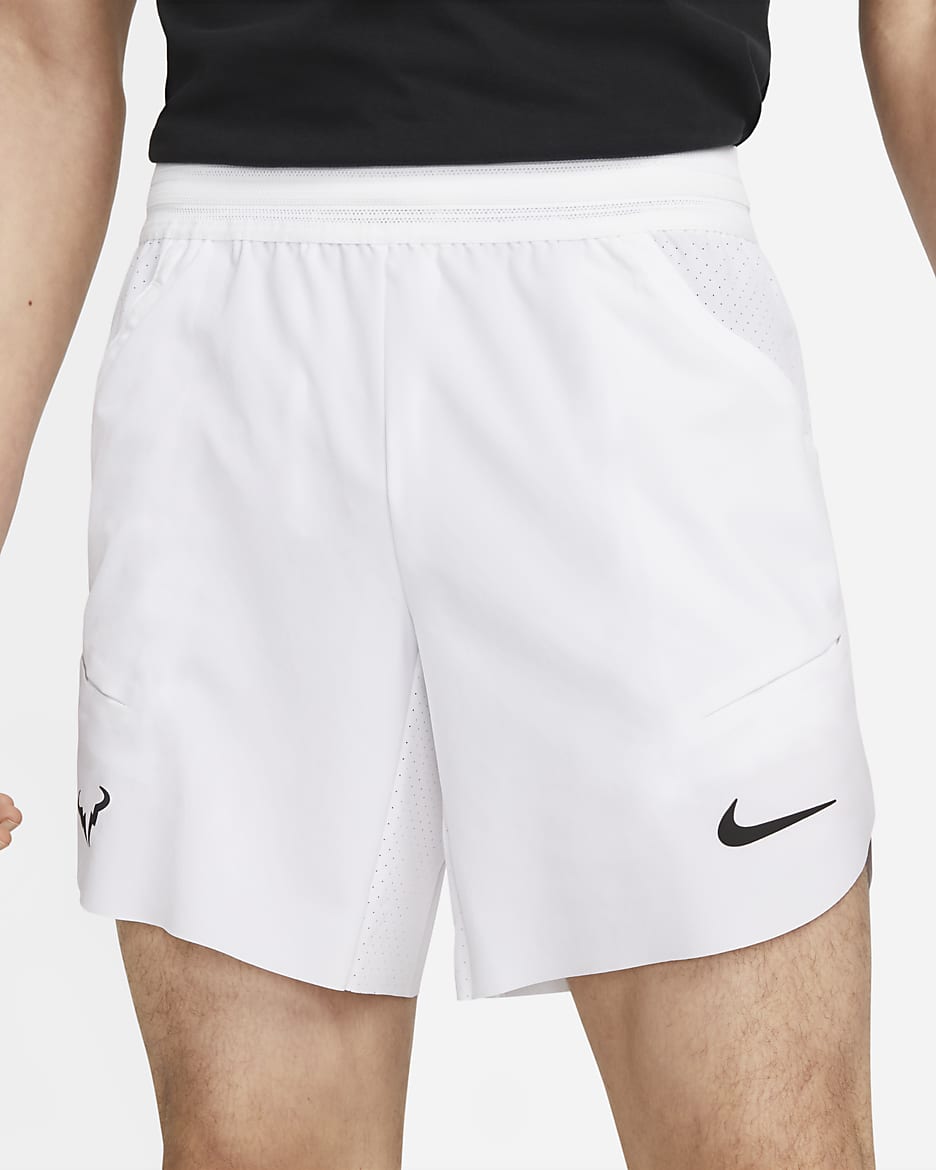 Shorts de tenis de 18 cm Nike Dri-FIT ADV para hombre Rafa - Blanco/Negro