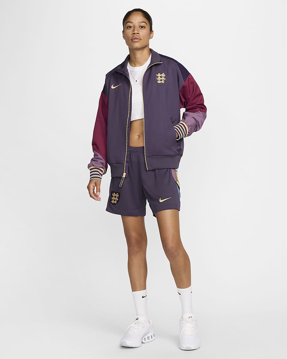 England Strike Away Nike Dri-FIT Fußballjacke für Damen - Dark Raisin/Purple Ink/Sesame