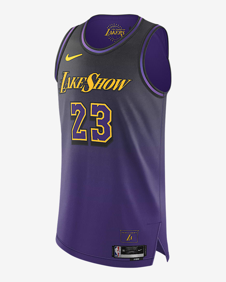 Jersey Nike Dri-FIT ADV de la NBA Authentic para hombre LeBron James Los Angeles Lakers 2024/25 City Edition - Morado campo
