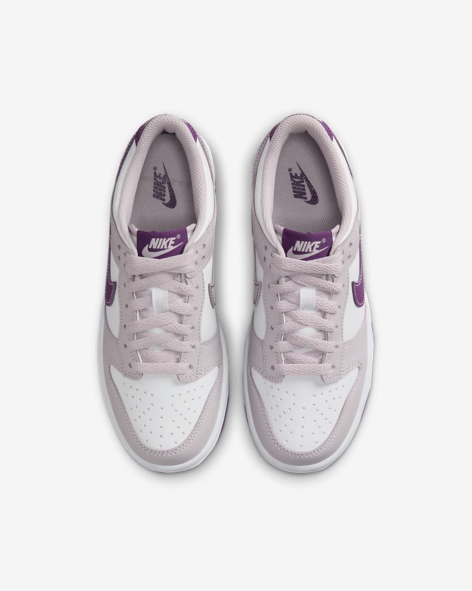 Nike Dunk Low Big Kids' Shoes - White/Platinum Violet/Viotech