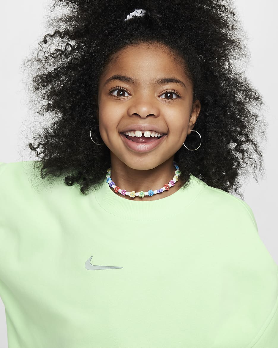 Nike Sportswear Older Kids' (Girls') Dri-FIT Crew-Neck Sweatshirt - Vapour Green