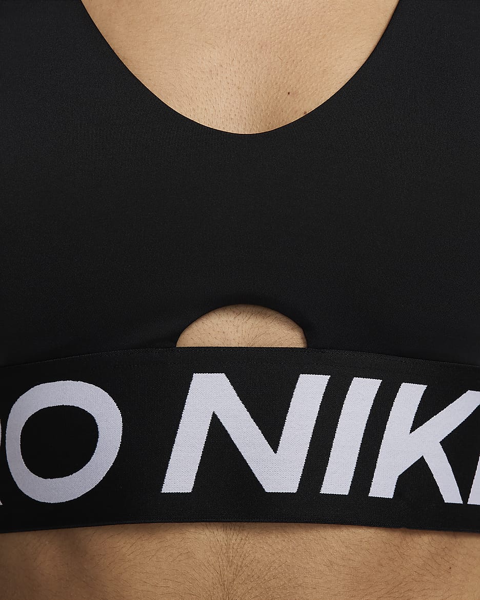 Nike Pro Indy Plunge Women's Medium-Support Padded Sports Bra - Black/White/White