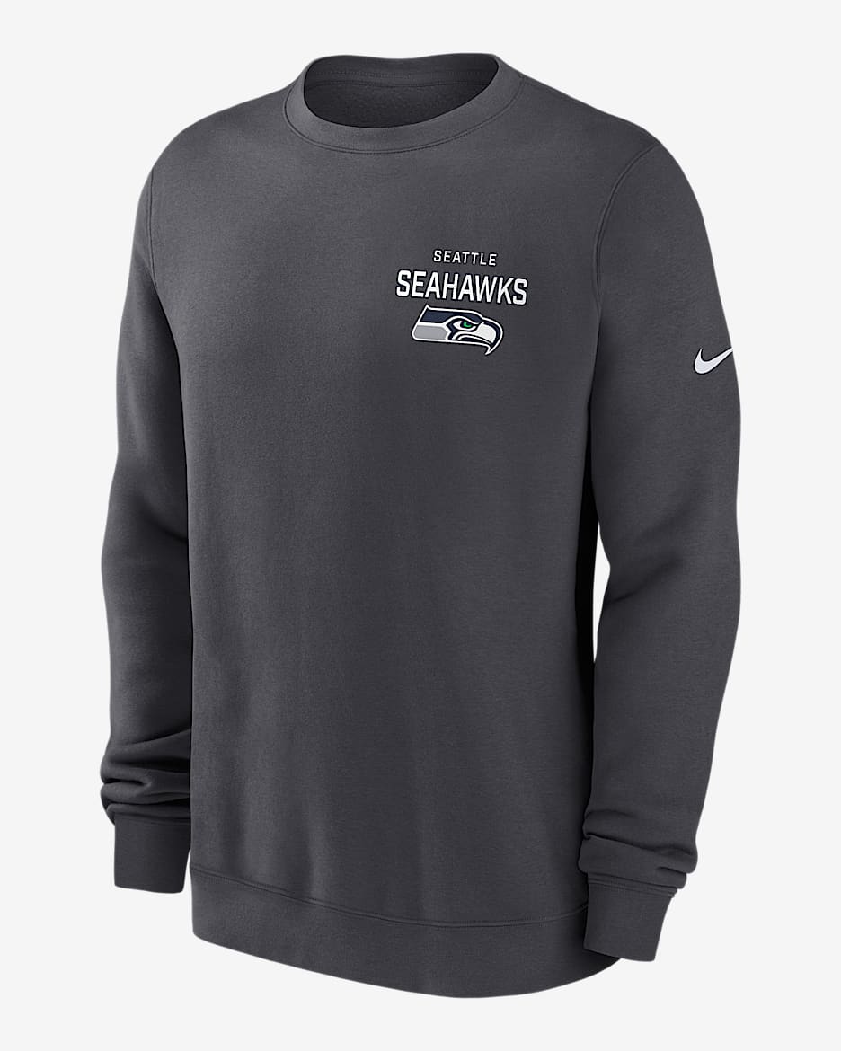 Seattle Seahawks Draw Block Club Men's Nike NFL Pullover Crew - Anthracite