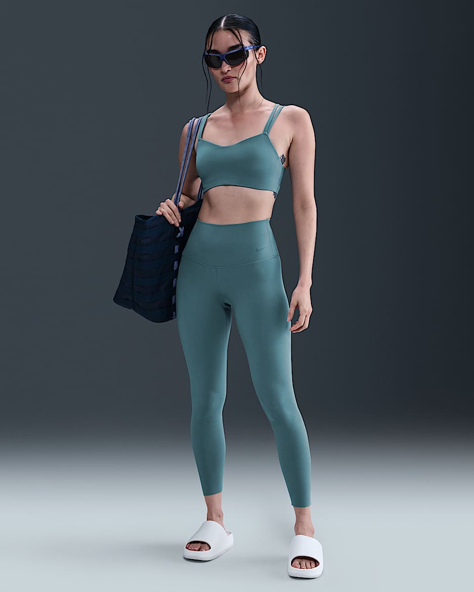 Nike Zenvy 女款輕柔支撐型高腰全長內搭褲 - Smokey Blue/黑色