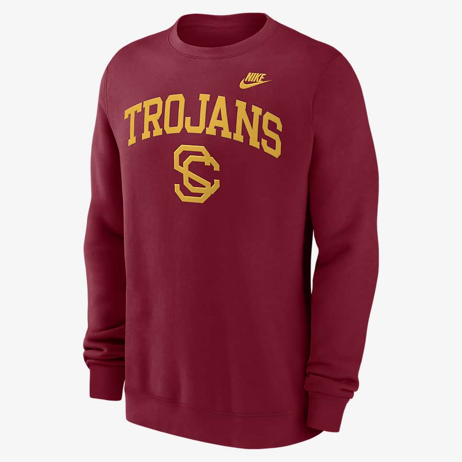 Sudadera de cuello redondo sin cierre universitaria Nike para hombre USC Trojans Legacy Classic Arch Over Logo - Carmesí team