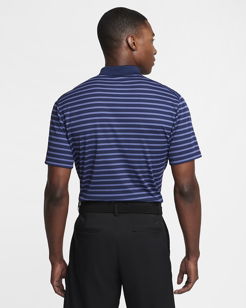 Nike Dri-FIT Victory gestreiftes Golf-Poloshirt für Herren - Midnight Navy/Schwarz