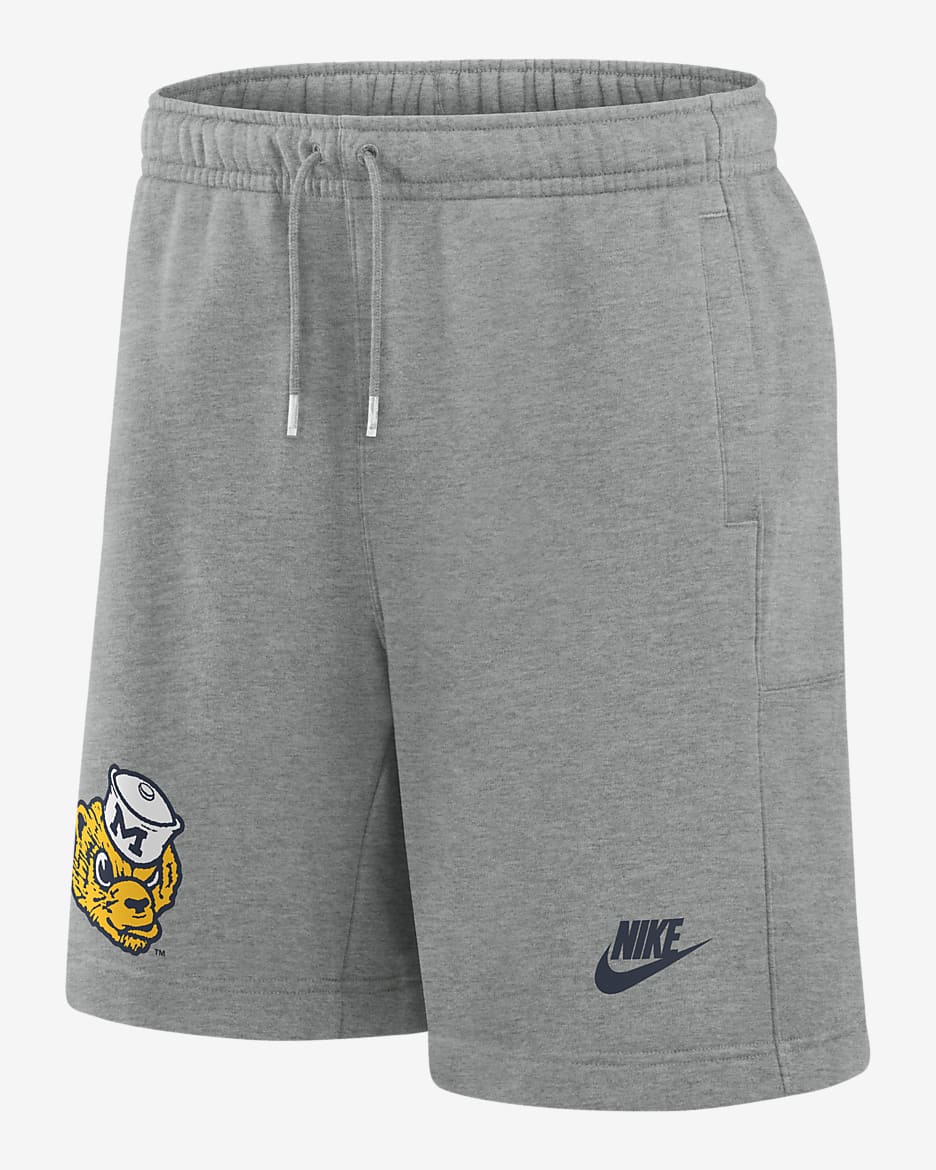 Shorts universitarios Nike para hombre Legacy Essential de los Michigan Wolverines - Gris oscuro jaspeado
