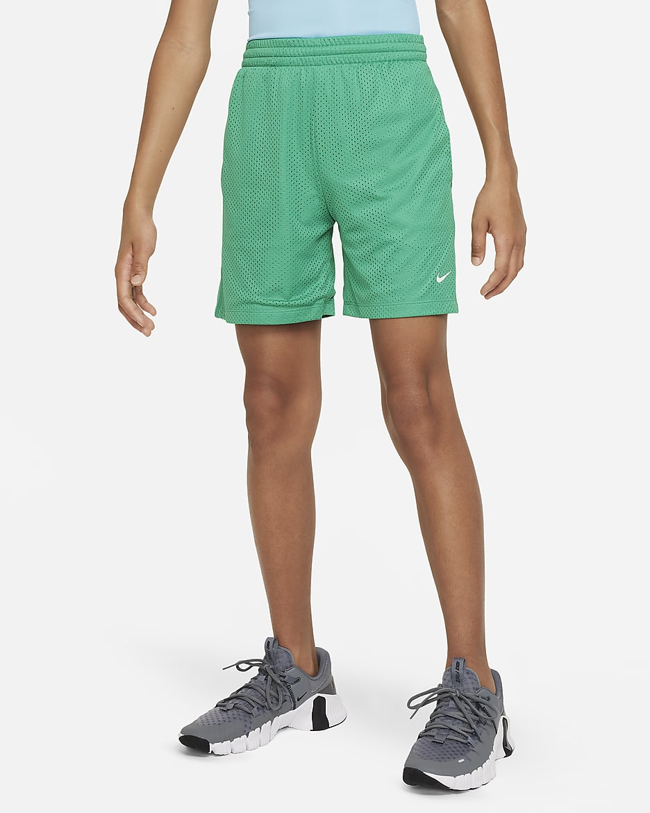 Nike Multi Big Kids' (Boys') Dri-FIT Mesh Shorts - Stadium Green/White