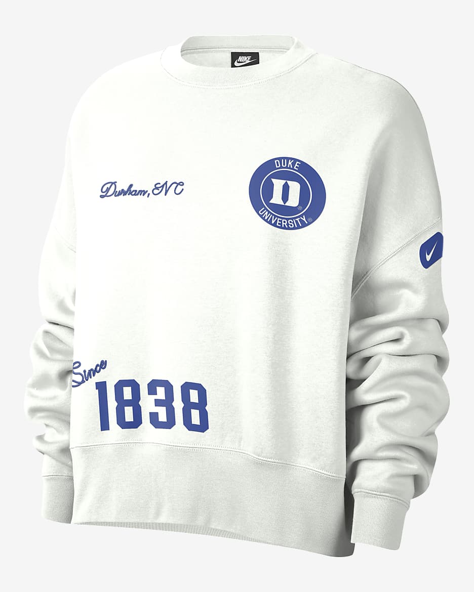 Duke Women's Nike College Crew-Neck Sweatshirt - Summit White/Grey Fog/Game Royal