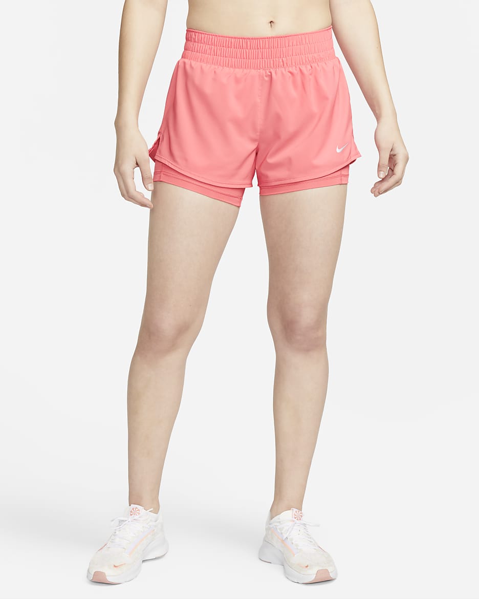 Nike Dri-FIT One 女款中腰 3" 二合一短褲 - Sea Coral