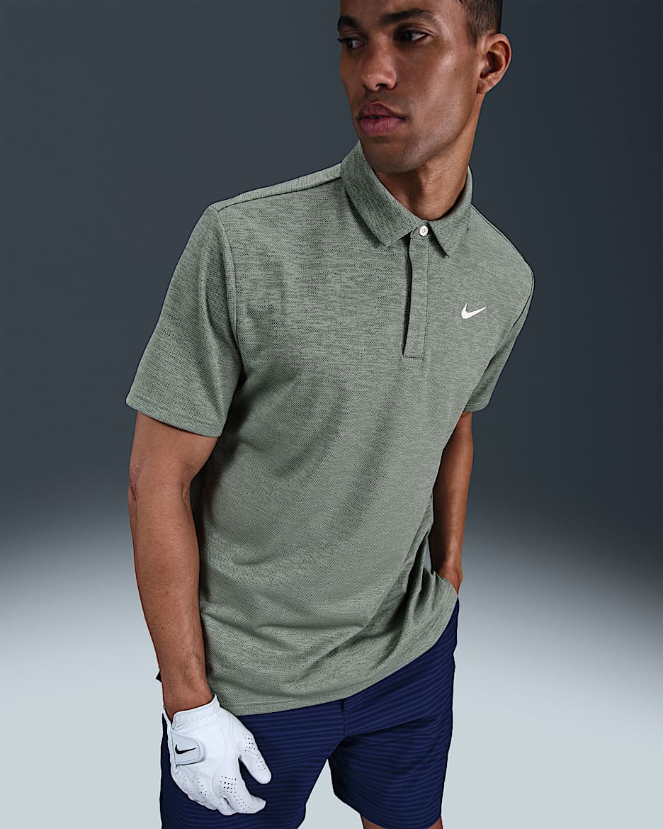 Nike Tour Men's Dri-FIT Jacquard Golf Polo - Clay Green/Night Forest/Pale Ivory