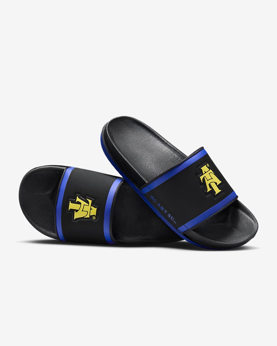 North Carolina A&T Nike College Offcourt Slide - Black/Sport Royal/Varsity Maize