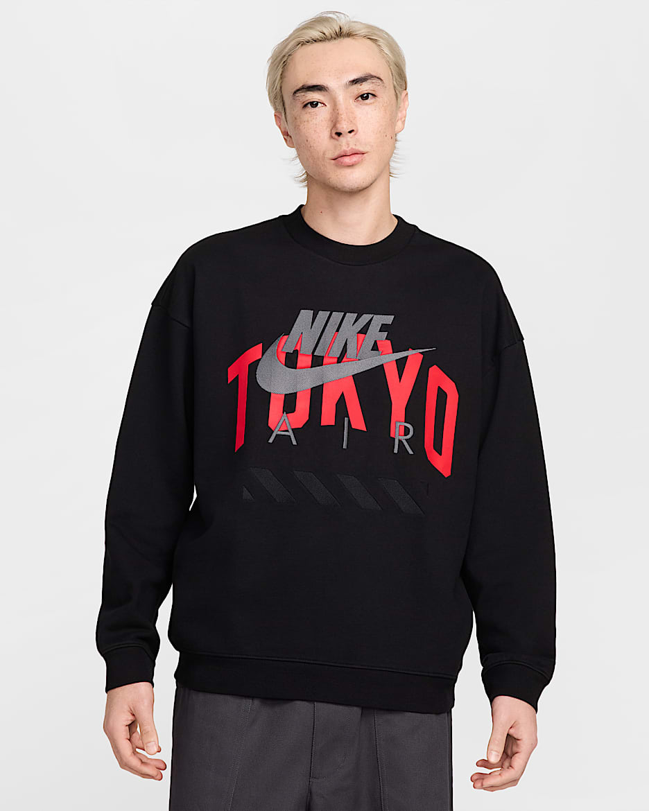 Nike Air "Tokyo" Men's Fleece Crew - Black/University Red/White