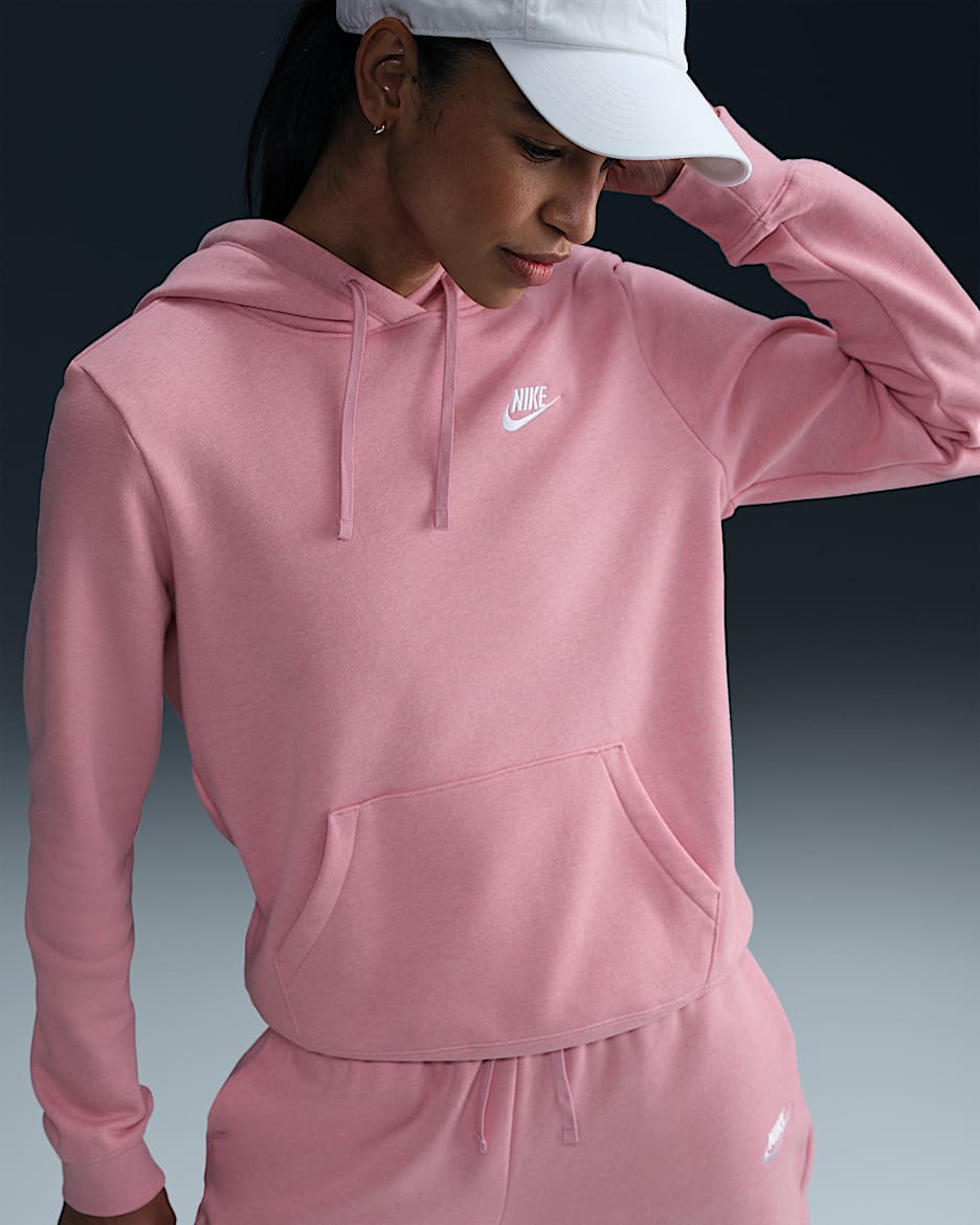 Sudadera con gorro sin cierre para mujer Nike Sportswear Club Fleece - Rosa elemental/Jaspeado/Blanco
