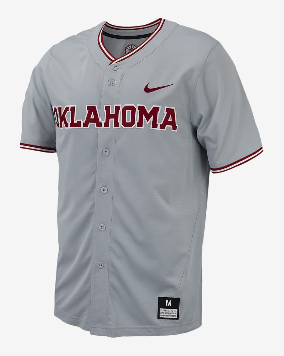Oklahoma Men's Nike College Replica Baseball Jersey - Wolf Grey