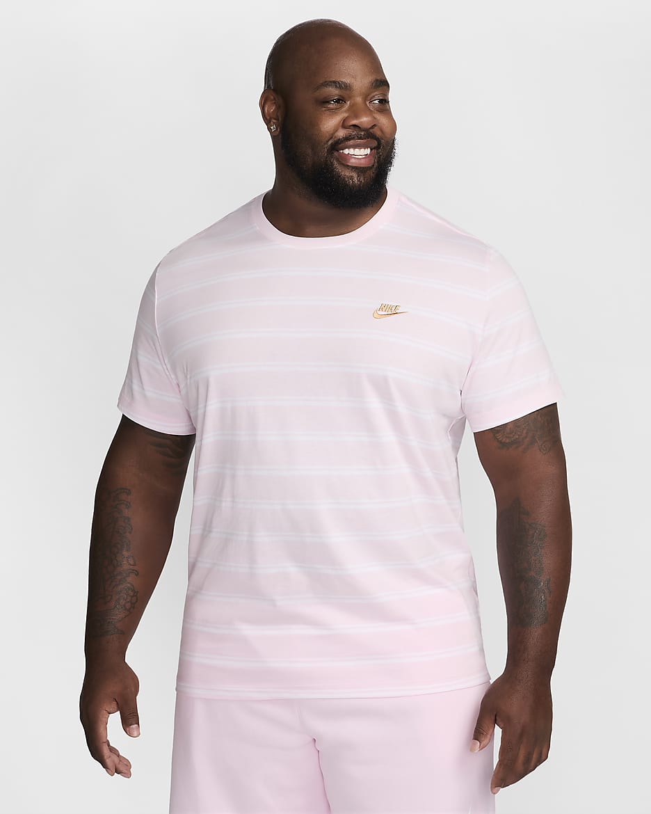 Nike Sportswear Men's Striped T-Shirt - Pink Foam