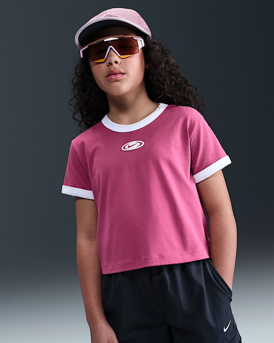 Nike Sportswear Big Kids' (Girls') Cropped T-Shirt - Sweet Beet