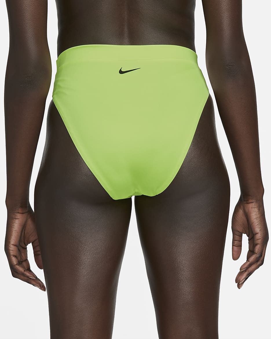 Nike Essential Parte de debajo de natación de talle alto - Mujer - Volt Glow/Negro