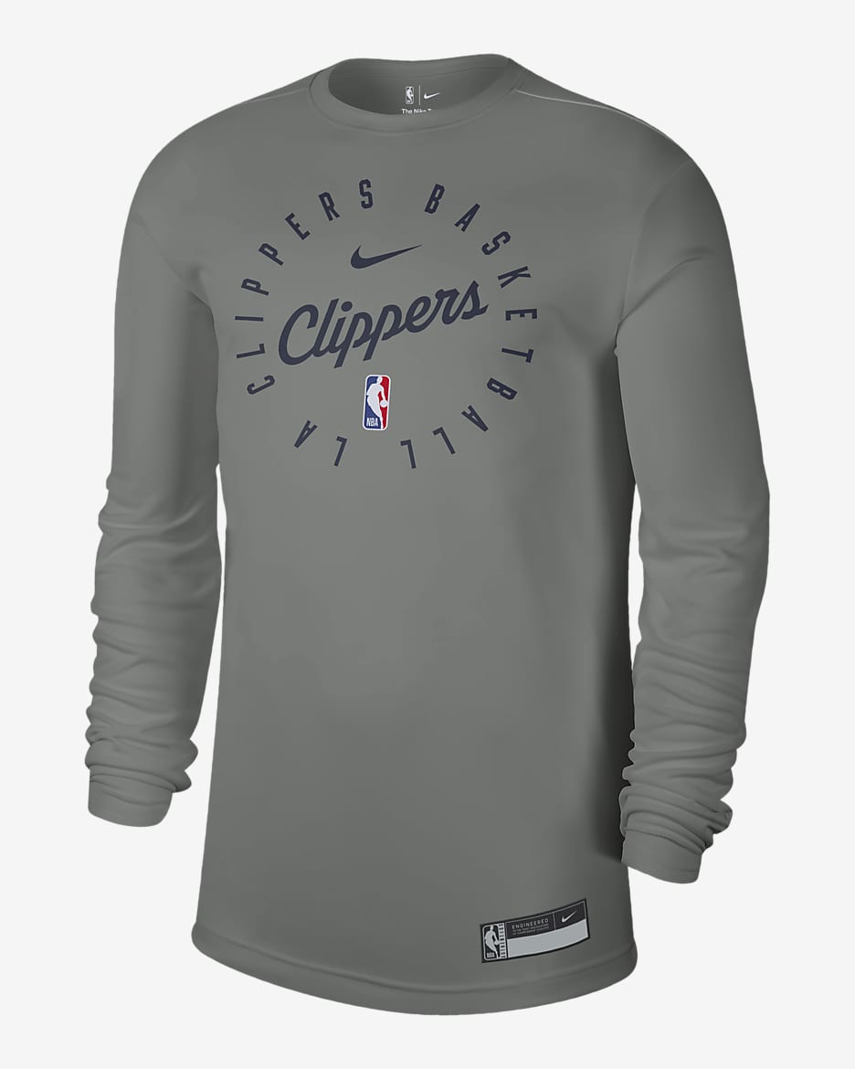 LA Clippers Men's Nike Dri-FIT NBA Long-Sleeve T-Shirt - Tumbled Grey/Flat Silver/Heather