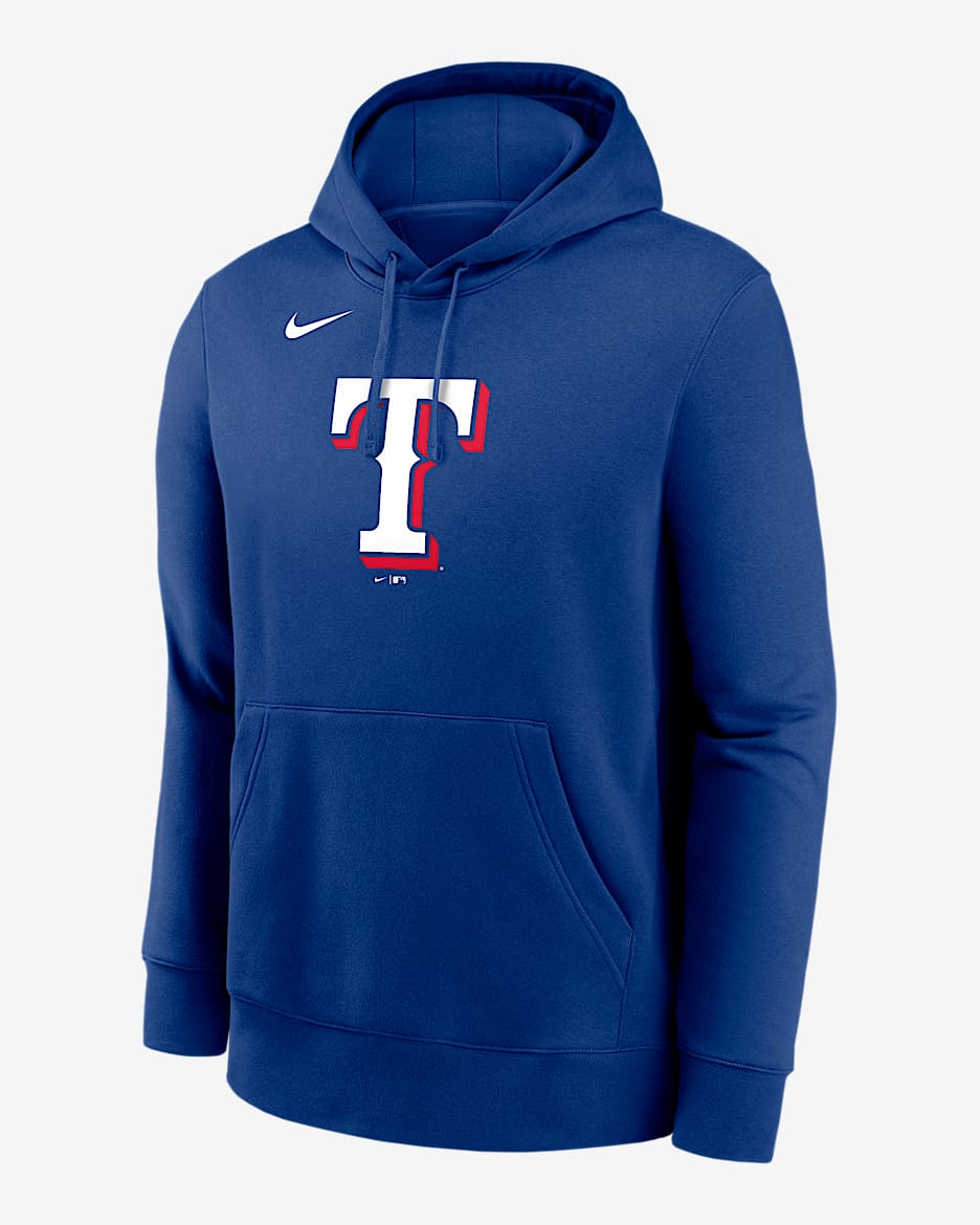 Texas Rangers Logo Club Men's Nike MLB Pullover Hoodie - Rush Blue